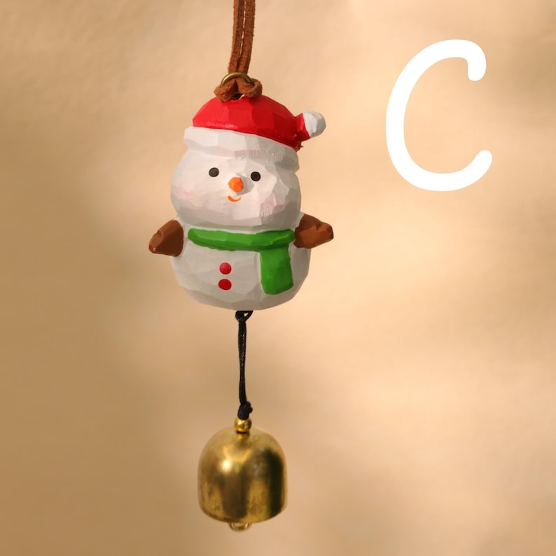 Décorations de Noël sculptées à la main – Père Noël et bonhomme de neige en bois