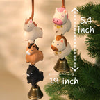 Cloche en bois faite main avec animaux de la ferme empilés, décoration suspendue pour sapin de Noël, ornement rustique avec son doux