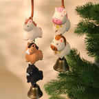 Cloche en bois faite main avec animaux de la ferme empilés, décoration suspendue pour sapin de Noël, ornement rustique avec son doux