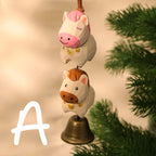 Cloche en bois faite main avec animaux de la ferme empilés, décoration suspendue pour sapin de Noël, ornement rustique avec son doux