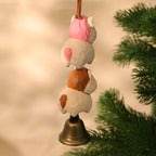 Cloche en bois faite main avec animaux de la ferme empilés, décoration suspendue pour sapin de Noël, ornement rustique avec son doux