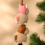 Cloche en bois faite main avec animaux de la ferme empilés, décoration suspendue pour sapin de Noël, ornement rustique avec son doux