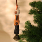 Cloche en bois faite main avec animaux de la ferme empilés, décoration suspendue pour sapin de Noël, ornement rustique avec son doux