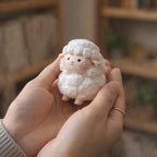Figurines d'animaux de ferme en bois sculptés à la main - Vache, Hamster, Lapin, Mouton - Lot de 4 - Décoration naturelle faite main