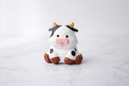 Figurines d'animaux de ferme en bois sculptés à la main - Vache, Hamster, Lapin, Mouton - Lot de 4 - Décoration naturelle faite main