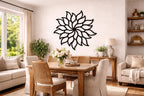 Mandala Soleil et Fleurs Murale en Bois, Décoration Murale Rustique