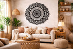 Art mural mandala soleil en bois, décoration géométrie sacrée, décoration murale bohème pour salon, méditation