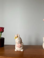 Couple Lapin en Bois Figurine Peinte à la Main 5x9cm Décoration de Pâques
