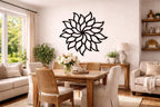 Mandala Soleil et Fleurs Murale en Bois, Décoration Murale Rustique