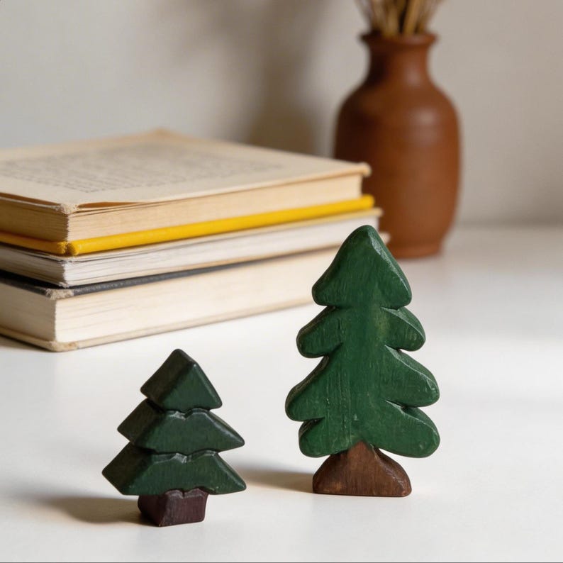 Sapin de Noël en bois figurine minimaliste décoration étagère 10 cm