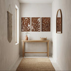 Art mural bohème en bois 3 pièces, panneaux muraux Monstera, décoration tropicale