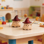 Figurines de sorcier en bois sculpté à la main, Bois naturel, Chapeau magnétique amovible, Baguette étoile/lune, Décoration fantaisiste