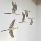 Lot de 5 panneaux muraux oiseaux en bois découpés au laser - Décoration Japandi