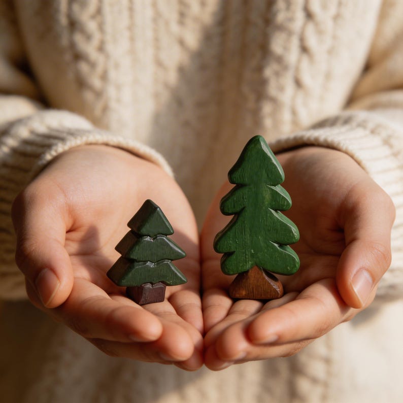 Sapin de Noël en bois figurine minimaliste décoration étagère 10 cm