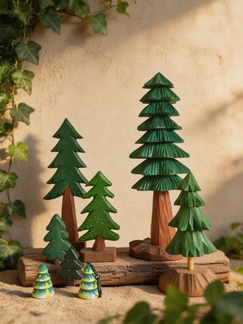 Sapin de Noël en bois figurine minimaliste décoration étagère 10 cm