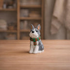 Figurine Schnauzer en Bois, Décoration Chien Bois, Ornement pour Bureau
