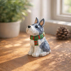 Figurine Schnauzer en Bois, Décoration Chien Bois, Ornement pour Bureau