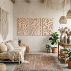 Art mural bohème en bois 3 pièces, panneaux muraux Monstera, décoration tropicale