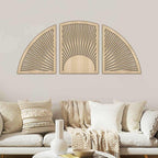 Lot de 3 panneaux muraux soleil coucher en bois, 54-72 po.