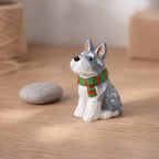 Figurine Schnauzer en Bois, Décoration Chien Bois, Ornement pour Bureau