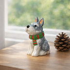 Figurine Schnauzer en Bois, Décoration Chien Bois, Ornement pour Bureau