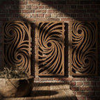 Abstrait Vagues Art Mural Triptyque 3 Panneaux en Bois Moderne