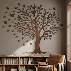 Arbre à oiseaux mural en bois décoration intérieure naturelle