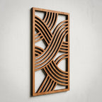 Lot de 3 décorations murales en bois Mid-Century, art mural abstrait géométrique triptyque, décoration murale en contreplaqué, grande taille