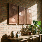 Panneaux muraux en bois, décoration murale bohème, 3 pièces d'art mural triptyque, art du bois moderne Mid-Century, géométrique