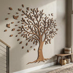 Arbre à oiseaux mural en bois décoration intérieure naturelle