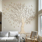 Arbre à oiseaux mural en bois décoration intérieure naturelle