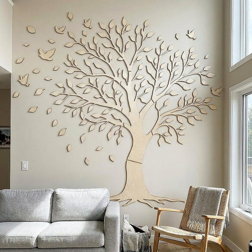 Arbre à oiseaux mural en bois décoration intérieure naturelle
