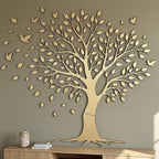 Arbre à oiseaux mural en bois décoration intérieure naturelle