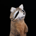 Figurine raton laveur en bois peint sculpté à la main, décoration intérieure
