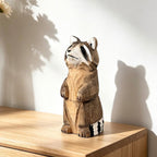 Figurine raton laveur en bois peint sculpté à la main, décoration intérieure
