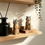 Figurine raton laveur en bois peint sculpté à la main, décoration intérieure