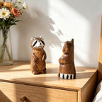 Figurine raton laveur en bois peint sculpté à la main, décoration intérieure