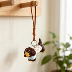 Teckel en bois sculpté à la main, breloque suspendue chien saucisse à pois, pendentif rétroviseur voiture, figurine bureau