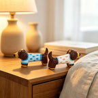 Teckel en bois sculpté à la main, breloque suspendue chien saucisse à pois, pendentif rétroviseur voiture, figurine bureau