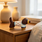 Teckel en bois sculpté à la main, breloque suspendue chien saucisse à pois, pendentif rétroviseur voiture, figurine bureau