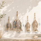 Guirlande murale poisson en bois vieilli, décoration nautique méditerranéenne