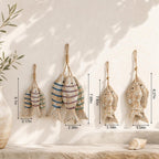 Guirlande de poissons en bois vieilli rustique méditerranéen, décoration murale nautique côtier