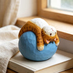 Figurine de chat yoga en bois massif sculptée à la main, décoration de bureau chaton tigré, cadeau pour amateur de yoga