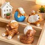 Figurine de chat yoga en bois massif sculptée à la main, décoration de bureau chaton tigré, cadeau pour amateur de yoga