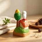 Figurine de maison de fée en bois sculptée à la main, mini maison de campagne dans les arbres, décoration de bureau