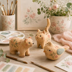 Figurines d'animaux en bois à peindre - Chien, Ours, Oiseau