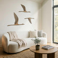 Lots de 3 panneaux muraux d'oiseaux Japandi en bois - Décoration murale Flying Cranes