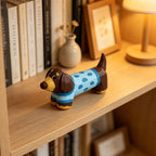 Teckel en bois sculpté à la main, breloque suspendue chien saucisse à pois, pendentif rétroviseur voiture, figurine bureau