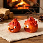 Figurine d'esprit du feu en bois sculptée à la main, ornement de bureau flammes 4 cm