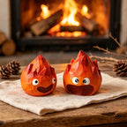 Figurine d'esprit du feu en bois sculptée à la main, ornement de bureau flammes 4 cm